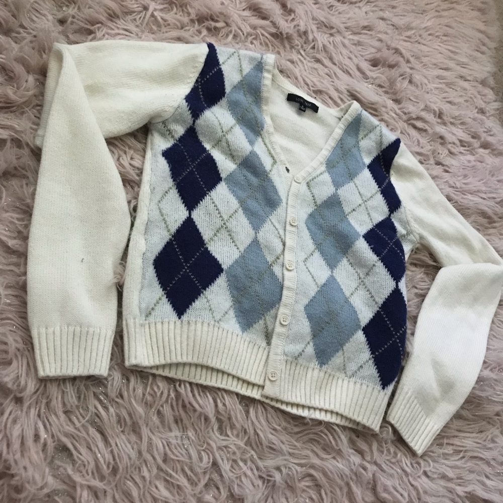 Cotton Argyle Sweater 💙🤍💚 - Picture 1 of 9